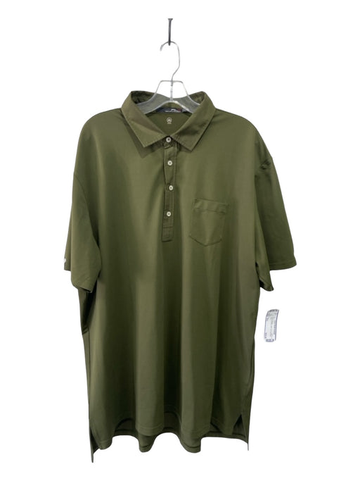 RLX Size XXL Olive Synthetic Solid Polo Men's Short Sleeve XXL