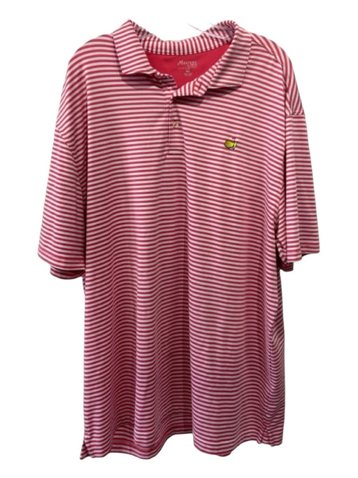 Masters Tech Size XXL Red & White Synthetic Striped Polo Men's Short Sleeve XXL