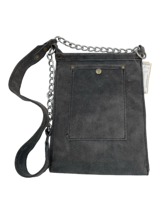 Tandy Gray Suede Crossbody Chain Detail silver hardware Bag Gray / S