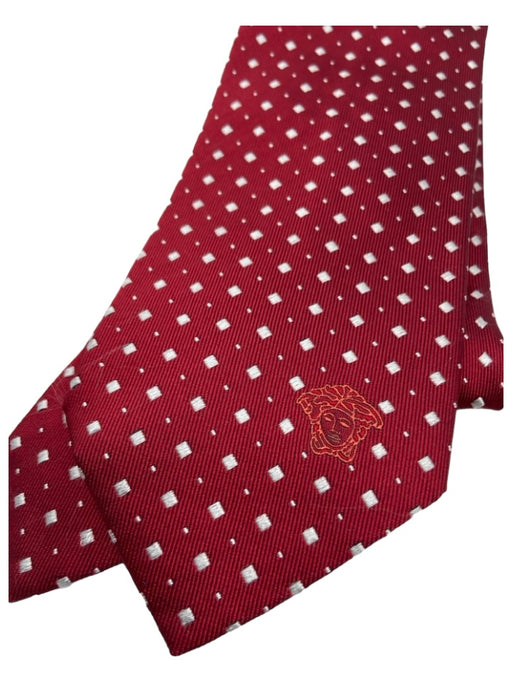 Versace Red & Silver Silk Dots Men's Ties