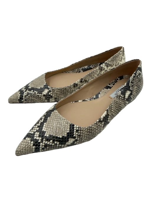 M M Lafleur Shoe Size 39.5 Beige & Gray Snake Embossed Pointed Toe Flats Beige & Gray / 39.5