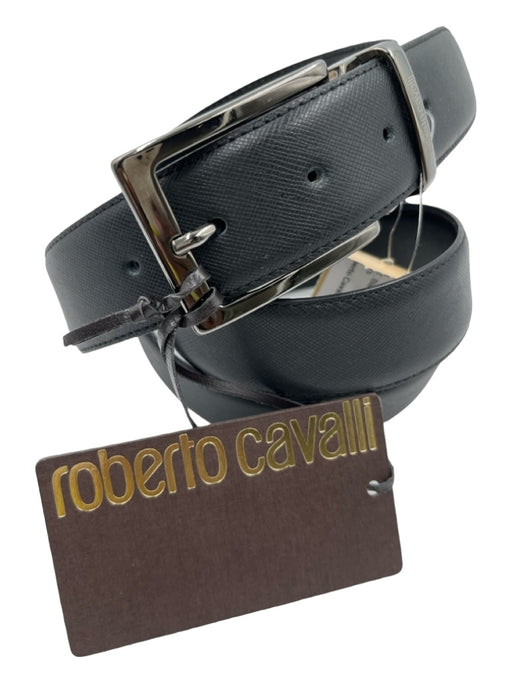 Roberto Cavalli NWT Black Leather Solid Men's Belt