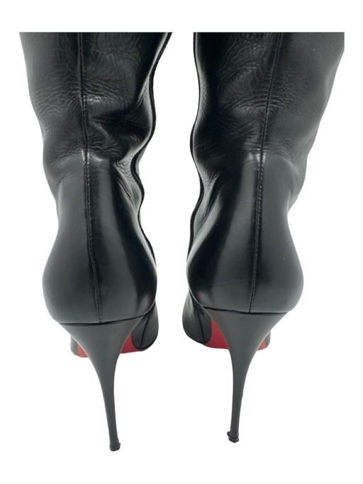 Christian Louboutin Shoe Size 37 Black Leather ZIp Sides Stiletto Tall Boots Black / 37