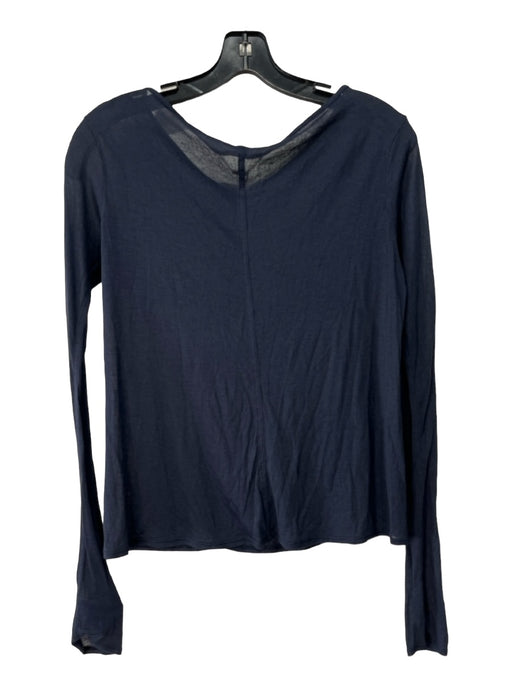 The Row Size Est Small Navy Cotton Long Sleeve Sheer Boat Neck Top Navy / Est Small