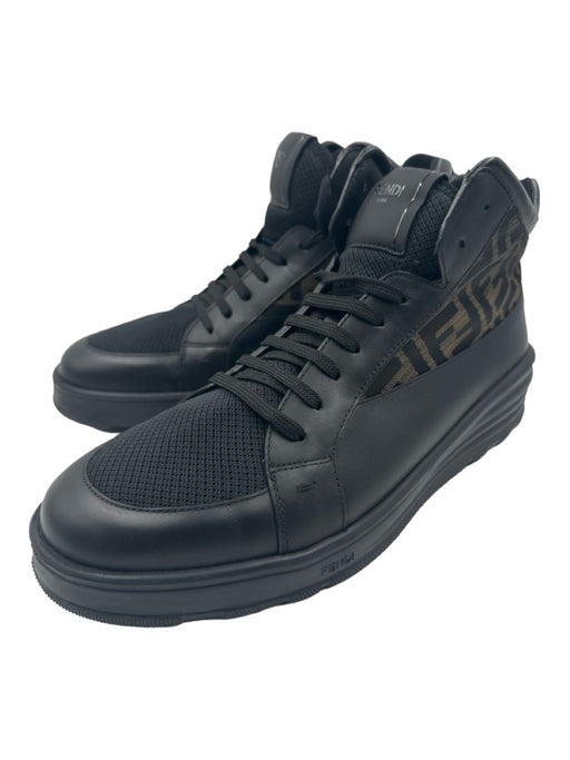 Fendi Shoe Size 9 Black & Brown Leather logo High Top Men's Shoes 9