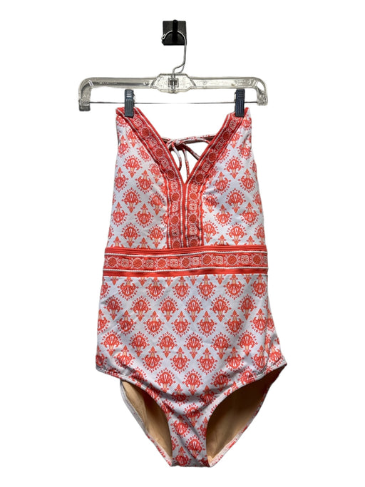 Talbots Size L White & Pink One Piece Cupped Halter Mandala Swimsuit White & Pink / L