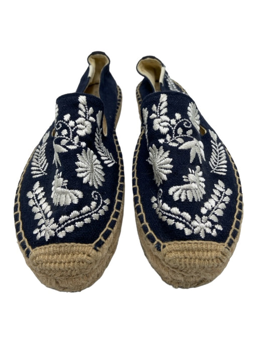 Soludos Shoe Size 7.5 navy blue & tan Canvas Embroidered Espadrille Shoes navy blue & tan / 7.5