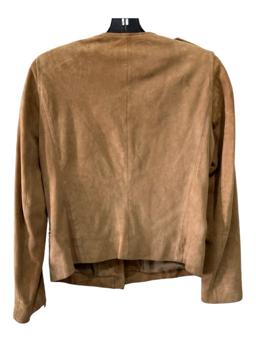 Sandro Size 1/S Camel Brown Goat Leather Zip Up Long Sleeve Jacket Camel Brown / 1/S