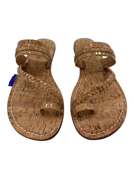 Bernardo Shoe Size 6.5 Tan Leather Toe Strap Braided Flip Flop Sandals Tan / 6.5