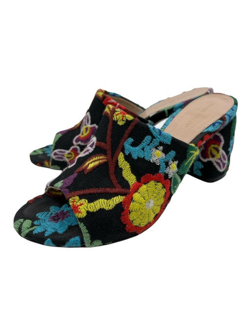 Stuart Weitzman Shoe Size 6.5 Black & Multi Textile Embroidered Floral Sandals Black & Multi / 6.5