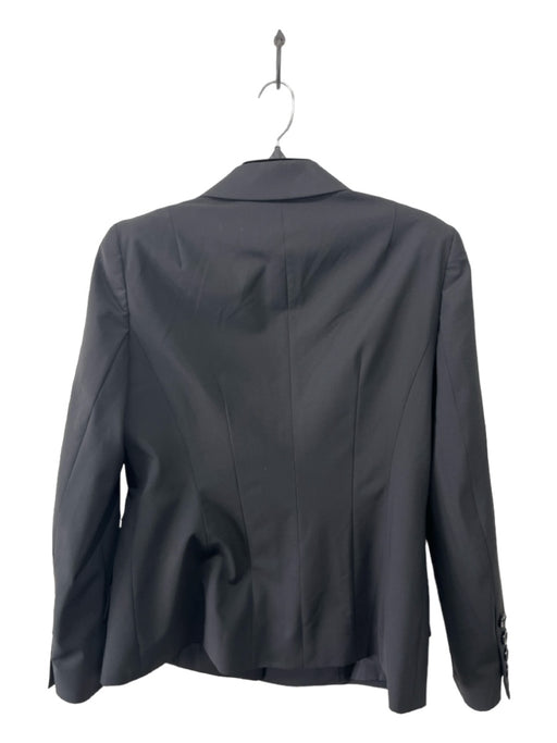 Escada Size 42/12 Black Virgin Wool Three Button Flap Pockets Blazer Jacket Black / 42/12