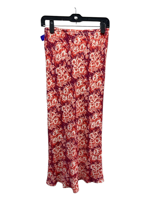 Rachel Comey Size 2 White & Red Viscose Floral Maxi Side Button Skirt White & Red / 2