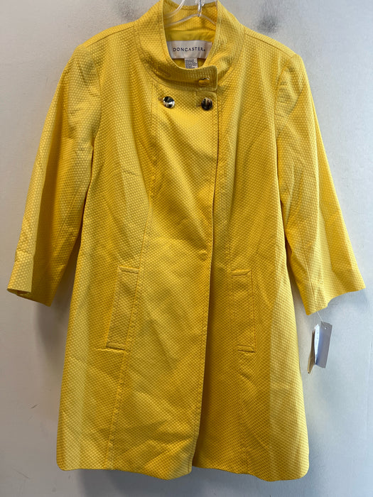 Doncaster Size Est Small Yellow Cotton Gold Buttons Pockets high neck Top