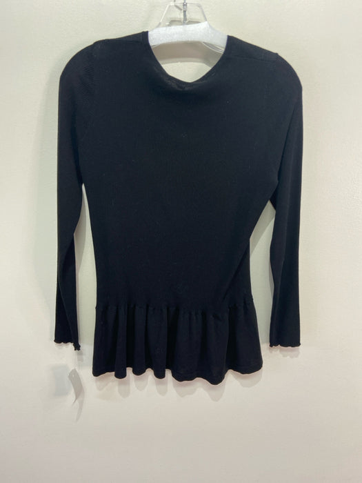 Ann Mashburn Size M Black Cotton Knit Long Sleeve Round Neck Top
