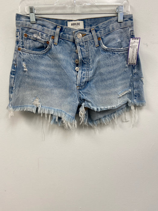 Agolde Size 26 Medium light wash Cotton Denim Distressed Button Fly Shorts