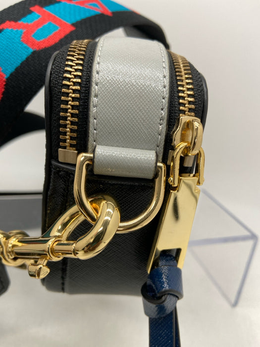 Marc Jacobs Navy, Black, Red Saffiano Leather Zip Close Colorblock Bag