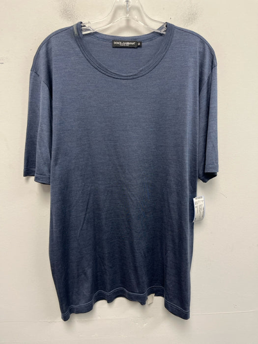 Dolce & Gabbana Size 52 Blue Cotton Heathered T shirt Crew Men's Short Sleeve