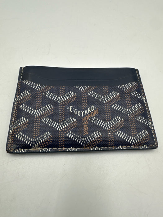 Goyard Blue, White, Brown Calfskin Coated Canvas Goyardine Monogram Wallets