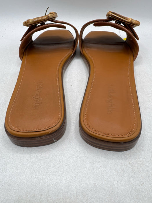 J Mclaughlin Shoe Size 9 Brown Leather Bamboo Buckle Open Toe Mule Sandals