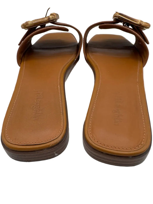 J Mclaughlin Shoe Size 9 Brown Leather Bamboo Buckle Open Toe Mule Sandals
