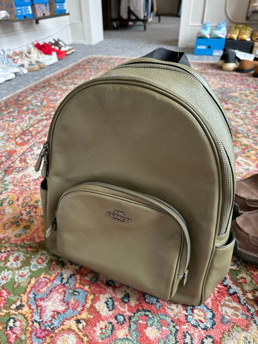 Coach Olive Green Leather Pebbled SHW Men's Backpack