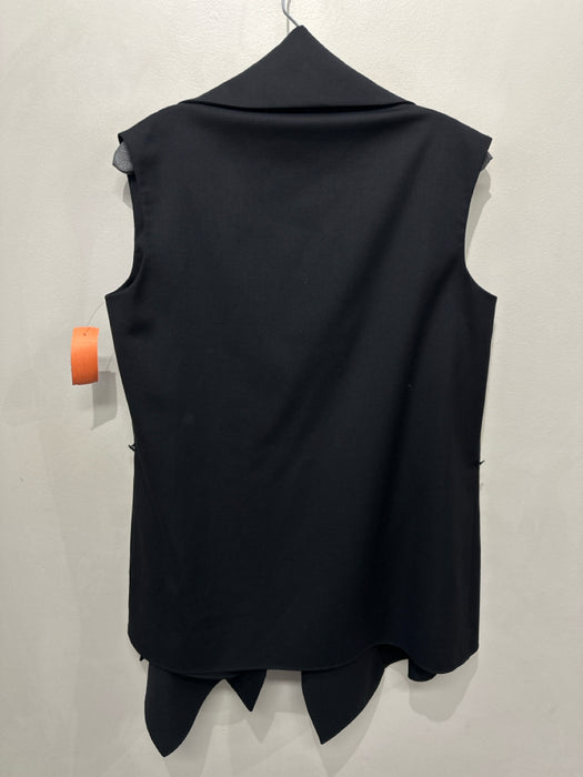 Kenzo Size 40 Black Wool Sleeveless Collar Lapel Jacket