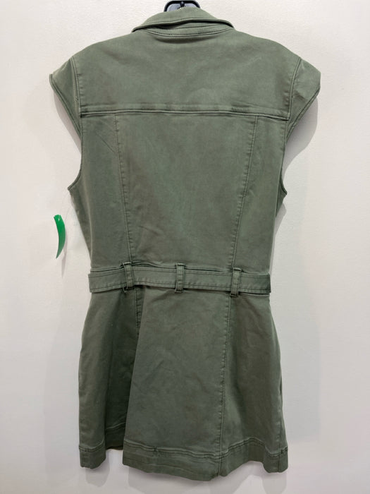 Paige Size 8 Olive Green Cotton & Rayon Button Up Sleeveless Collar Sash Dress