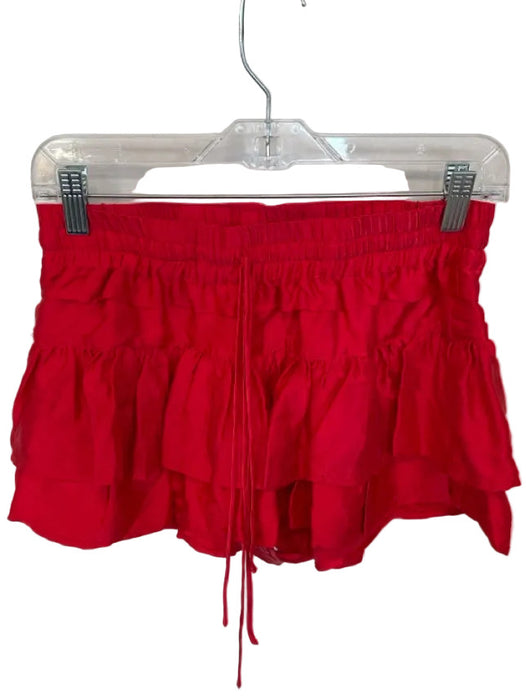 Shug! Size S Red Silk Ruffle Mini Skort