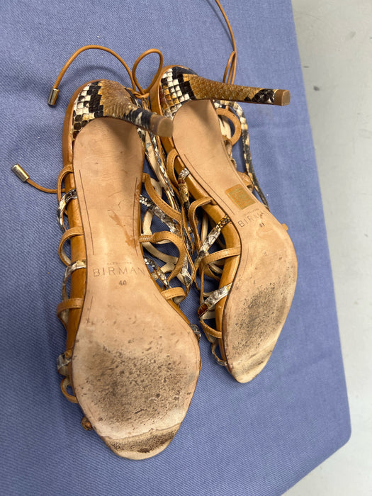 Alexandre Birman Shoe Size 40 Brown Leather Strappy Stiletto Ankle Tie Shoes