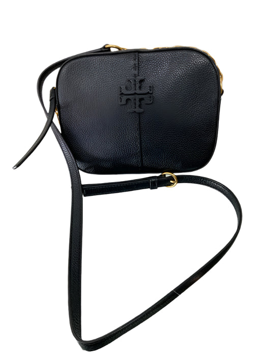 Tory Burch Navy Blue Pebbled Leather Crossbody Gold Hardware Logo Bag