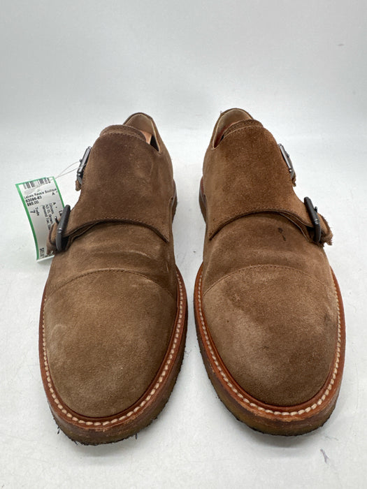 Tods Shoe Size 7 AS IS Brown Suede Double Monk Almond Toe Stacked Heel Shoes