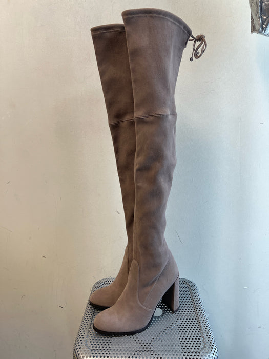 Stuart Weitzman Shoe Size 6 Gray Suede Almond Toe Pull On Over the Knee Boots