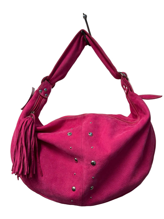 Pulicati Fuscia Pink Leather Stud Detail Silver Detail Tassle Detail Purse