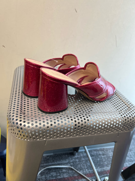 Marc Jacobs Shoe Size 39 Pink Patent Leather Glitter-Embellished Mules Shoes