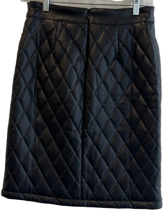 G by Giuliana Black Label Size 0 Black Polyester Faux Leather Knee Length Skirt