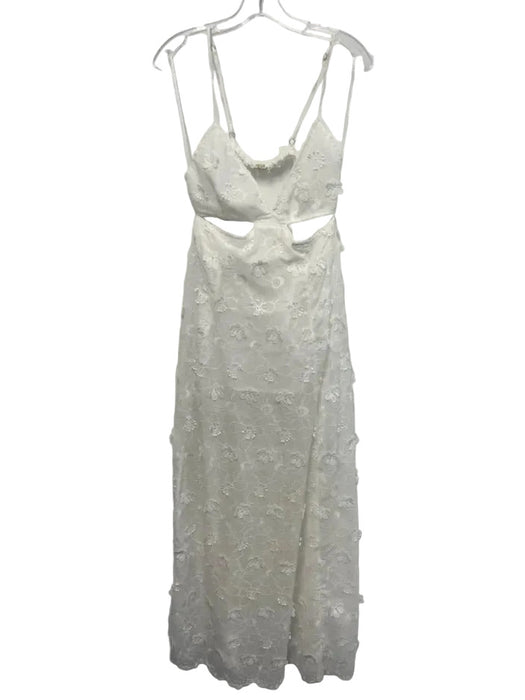 Milly Cabana Size M White Polyester Floral Applique Sleeveless Open Back Dress
