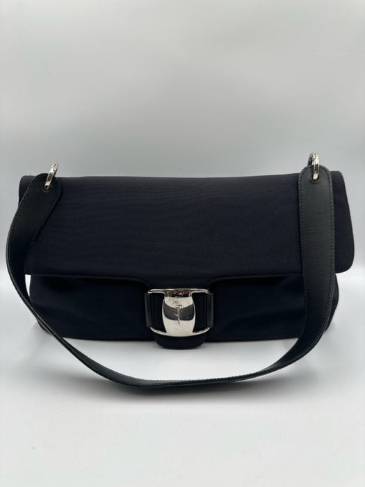 Ferragamo Black Nylon Buckle SHW Shoulder Bag Bag