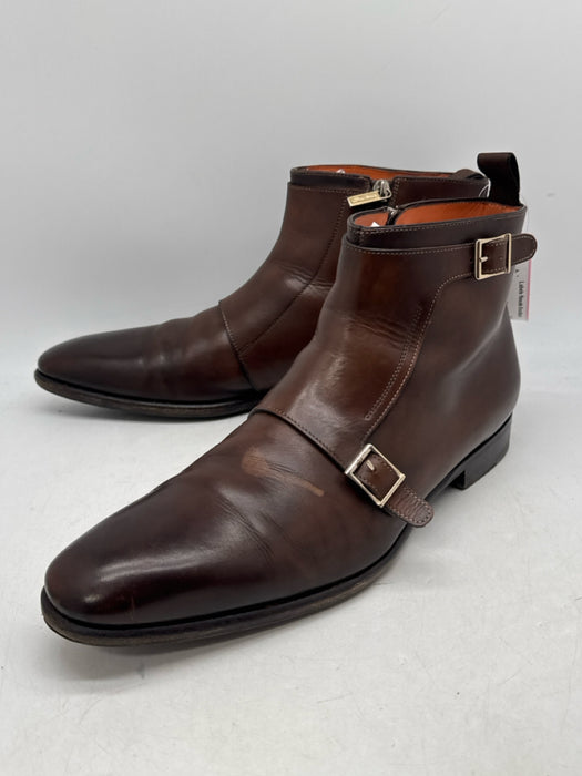 Santoni Shoe Size 11 Brown Leather Buckle Detail Ankle High Men's Shoes