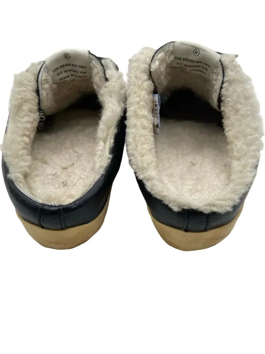 Golden Goose Shoe Size 39 Black Leather Lace Up Slip On Shearling Lined Shoes