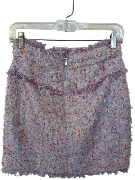 Walter Baker Size 6 Purple & Multi Polyester Tweed Fringe Skirt