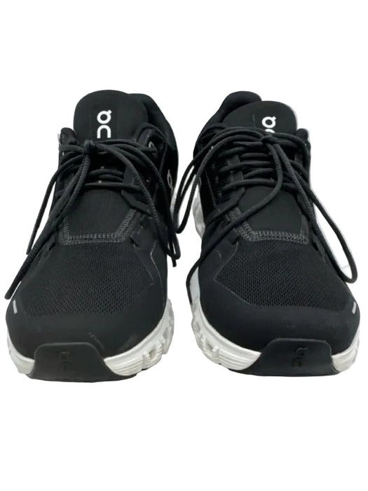On Cloud Shoe Size 10 Black & White Synthetic Knit Lace Up Foam Sole Sneakers