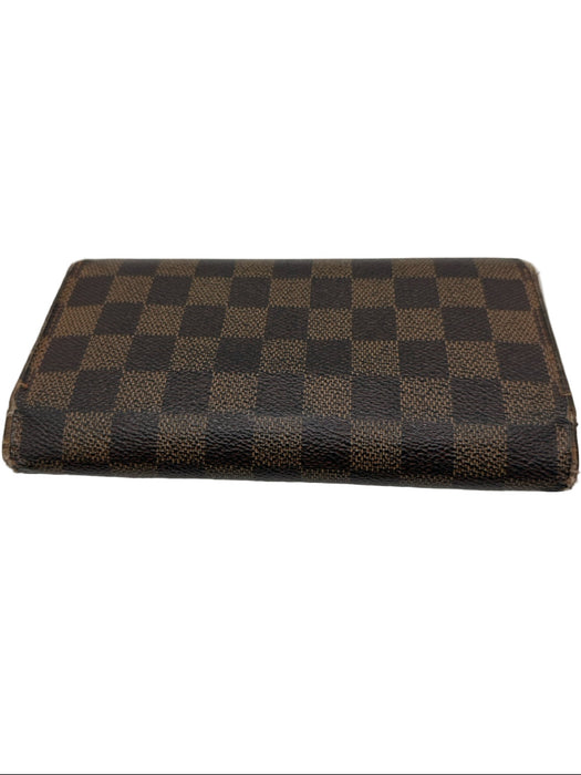 Louis Vuitton Brown Coated Canvas Damier Ebene Snap Closure Multi pocket Wallets