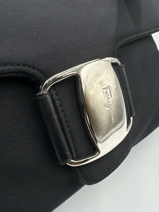 Ferragamo Black Nylon Buckle SHW Shoulder Bag Bag