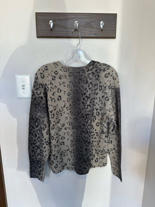 Brochu Walker Size S Taupe & Black Cashmere Long Sleeve Animal Print Sweater