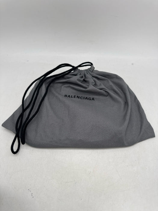 Balenciaga Silver Leather Metallic Logo Pouch Clutch
