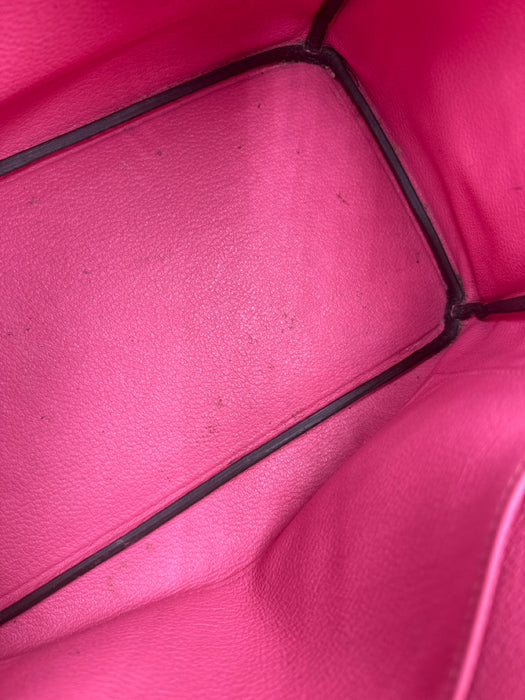 Hermes Pink Leather Top Handle Silver Hardware Birkin Certified by Entrupy Bag