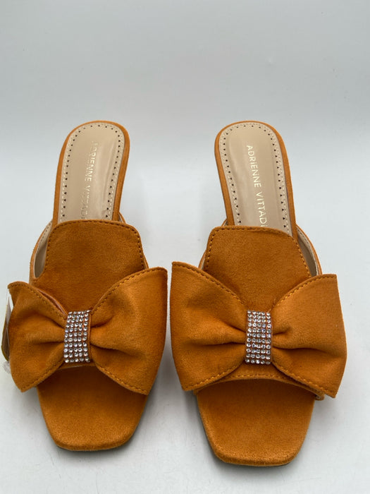 Adrienne Vittadini Shoe Size 6 Orange Suede Bow Embellished Open Toe Mule Pumps