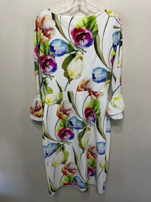 Chiara Boni Size 48 Blue, Green, Multi Polyamide & Elastane Floral Print Dress