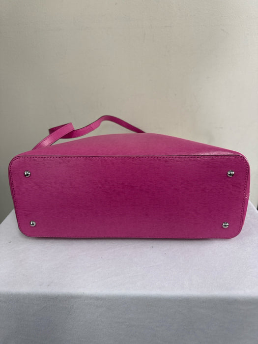Lauren Ralph Lauren Pink Saffiano Leather Zip Top Multiple Straps Bag