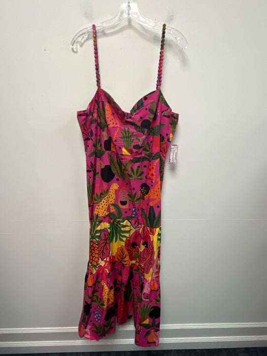 Farm Rio Size XL Pink, Green, Orange Cotton Sleeveless Animals & Plants Dress